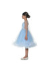 Cape Sleeves Blue Beaded Tulle Flower Girl Dress